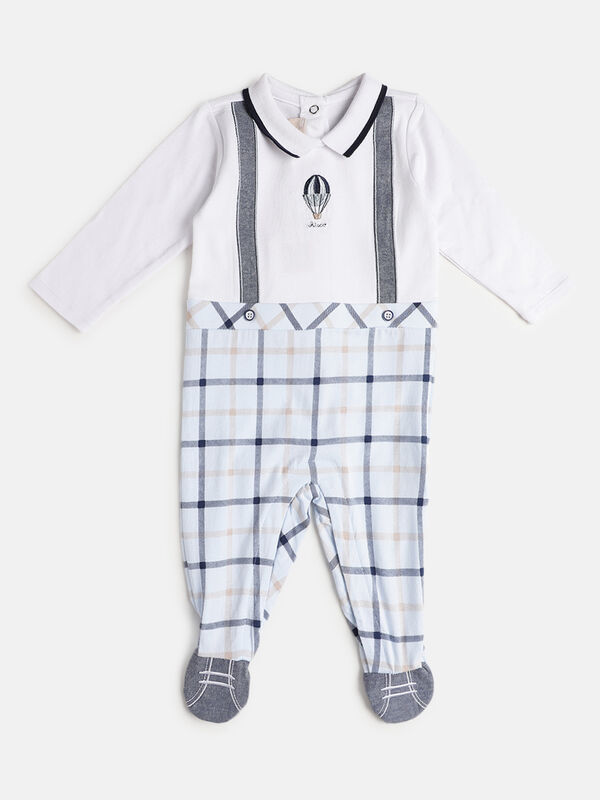 Boys Light Blue Knitted Leg Opening Baby Suit image number null